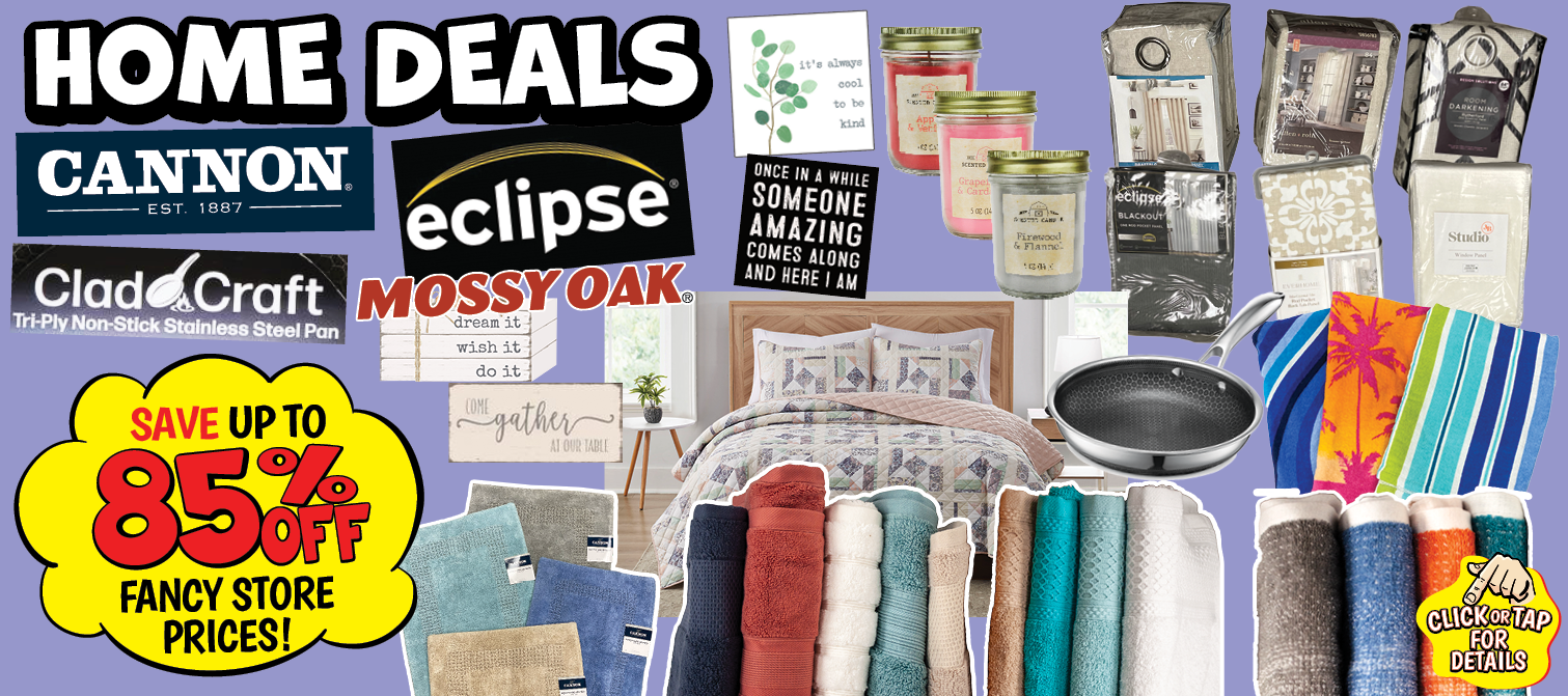 home and bath deals up to 85% off their prices